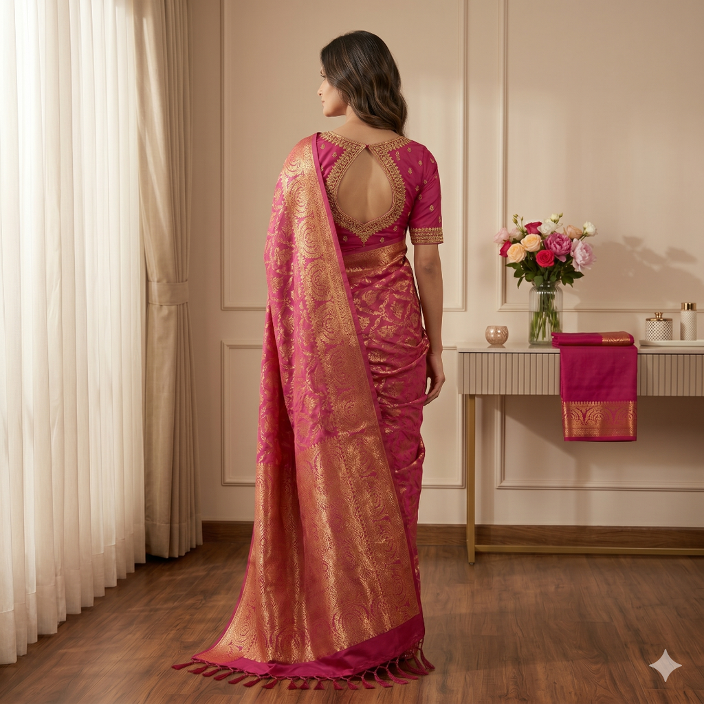 Rani Gulab Rajsi Cotton Silk Saree