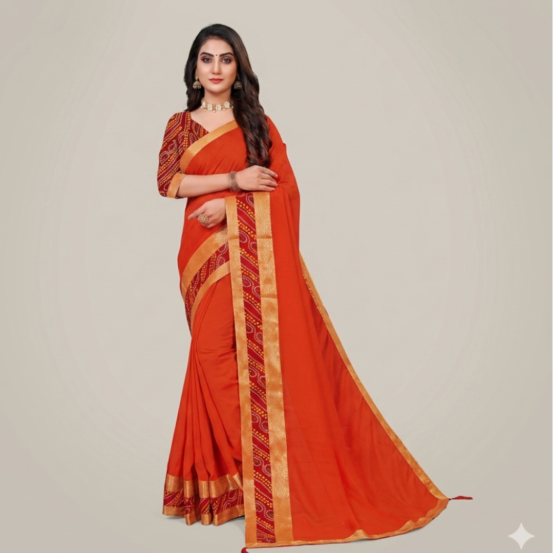 Surkh Vaibhavi Cotton Silk Saree with Zari Border