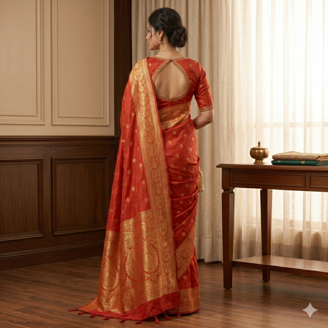 Rajvanshi Sindoor Cotton Silk Saree with Rich Zari Weaving