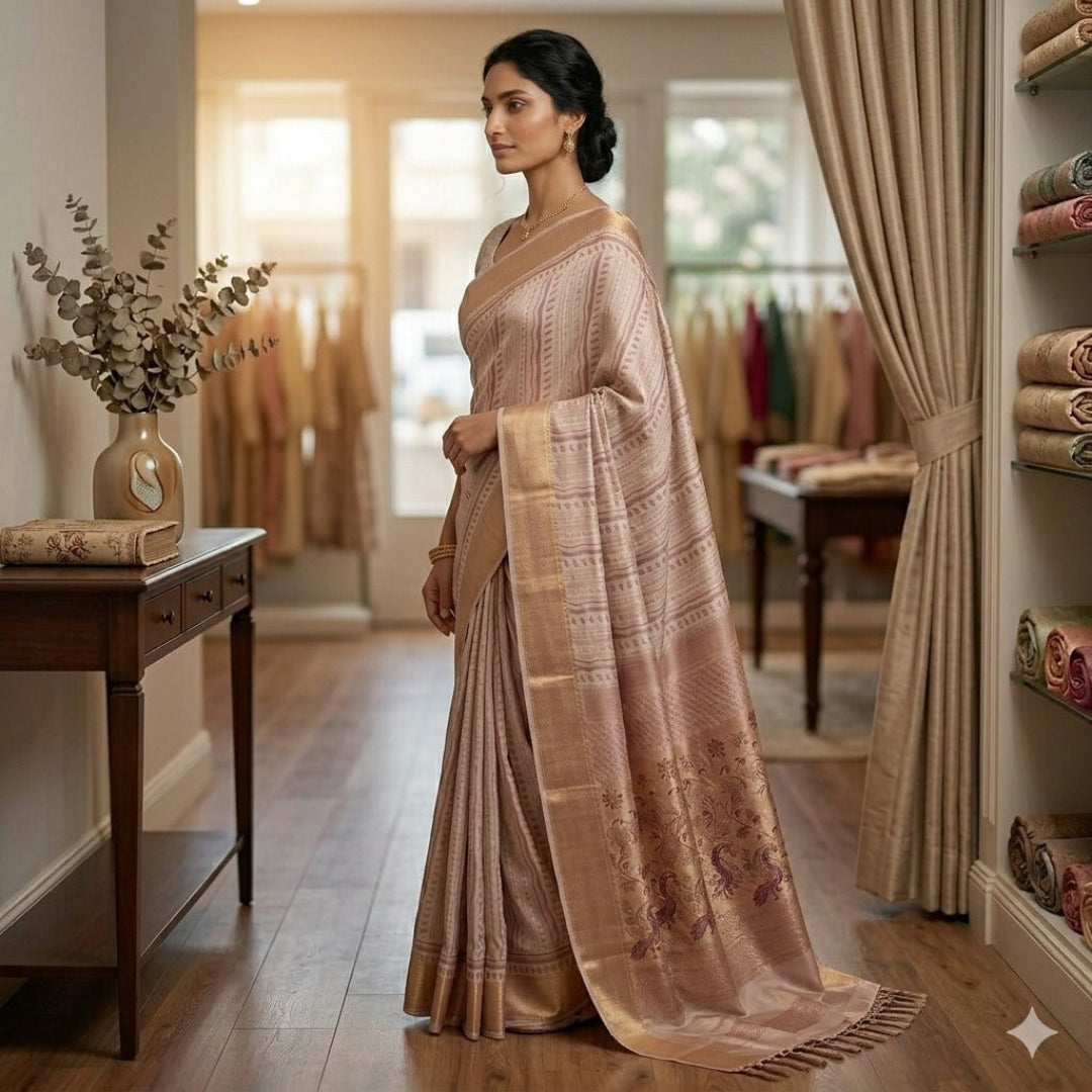 Varnika Taapsa Blush Rose Soft Silk Saree