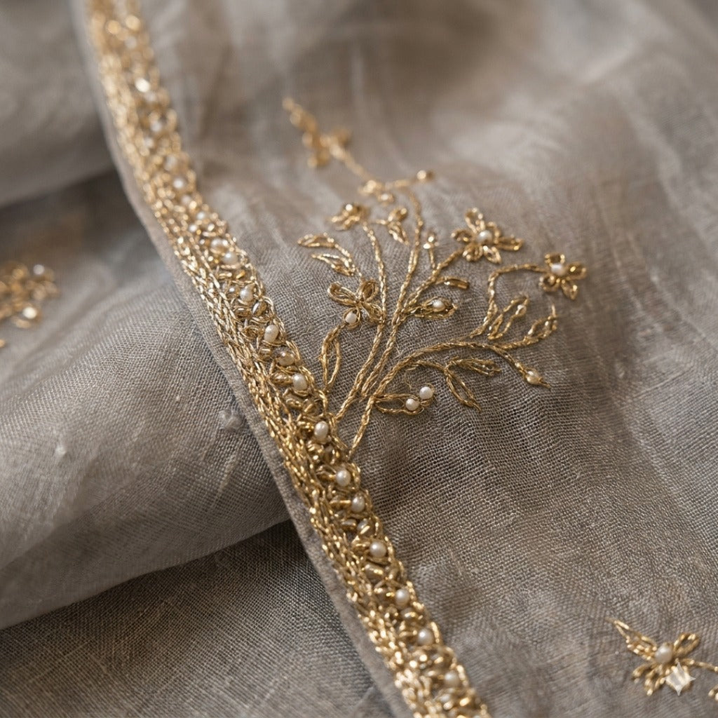 Elegant Organza Sequin Saree