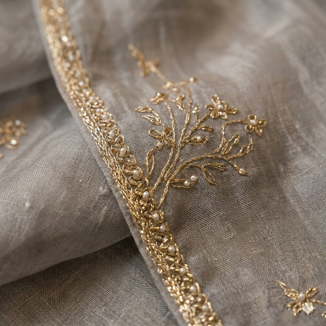 Elegant Organza Sequin Saree